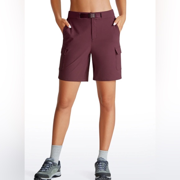 Cargo Mid-Rise Hiking Shorts with Belt Loops 7" - Picture 1 of 5